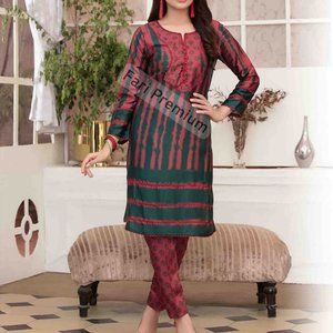 Tawakkal 2-Piece Embellished Silk Tie Dye Shalwar Kameez Pakistani/Indian L/43"